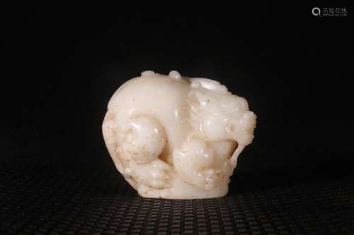 A Chinese Hetian Jade Beast Ornament