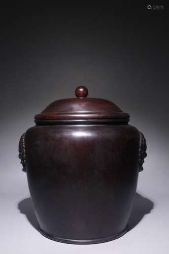 A Chinese Rosewood Beast Pattern Jar