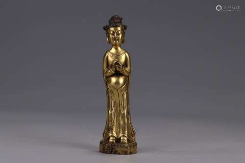 A Chinese Gilt Bronze Figure Ornament