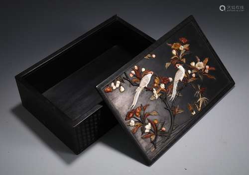 A Chinese Rosewood Box Embeded Gems