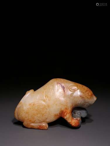 A Chinese Hetian Jade Beast Ornament