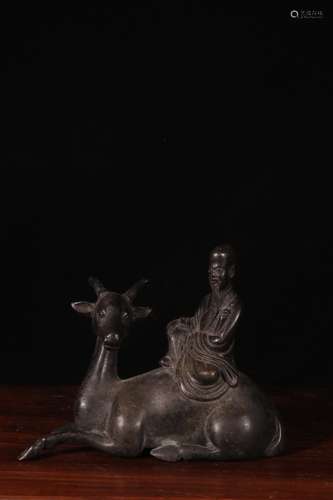 A Chinese Bronze Deer&Figure Ornament