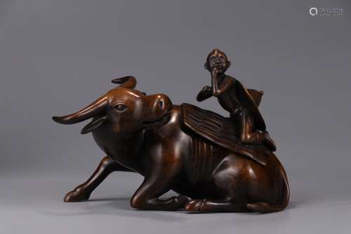 A Chinese Bronze Bull&Figure Censer Ornament