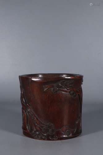 A Chinese Bamboo Floral Pattern Brush Pot