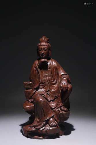 A Chinese Bamboo Guanyin Ornament