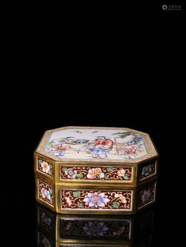 A Chinese Bronze Enameled Box With Lid