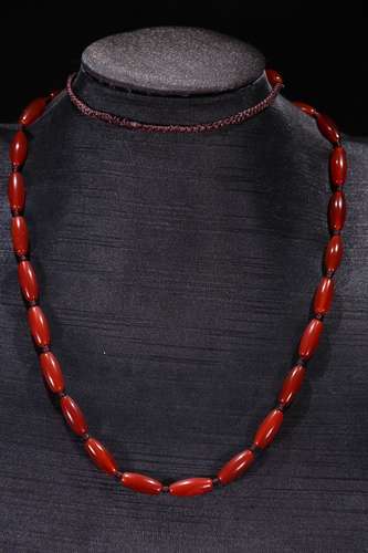 A Tibetan Red Agate Necklace