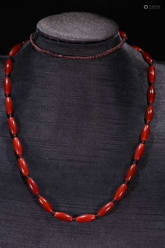 A Tibetan Red Agate Necklace