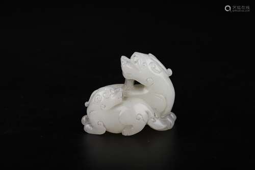 A Chinese Hetian Jade Beast Hand Piece