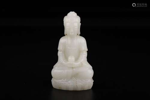 A Chinese Hetian Jade Gautama Buddha Statue