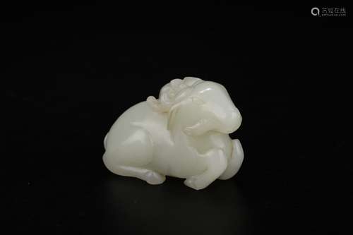 A Chinese Hetian Jade Deer Hand Piece