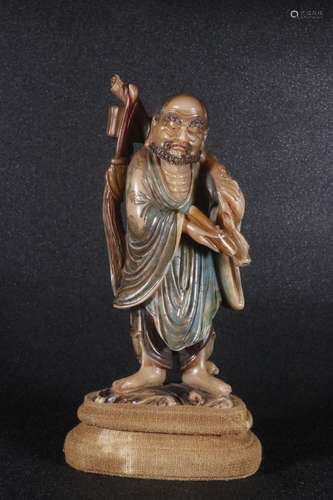 A Chinese Shoushan Stone Bodhidharma Statue