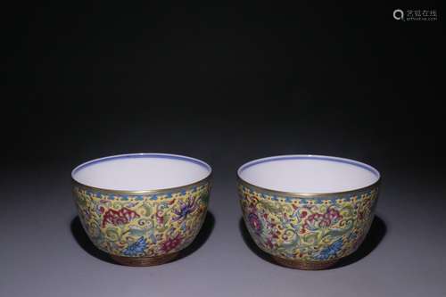 Pair Of Chinese Porcelain Famille Rose Floral Bowls