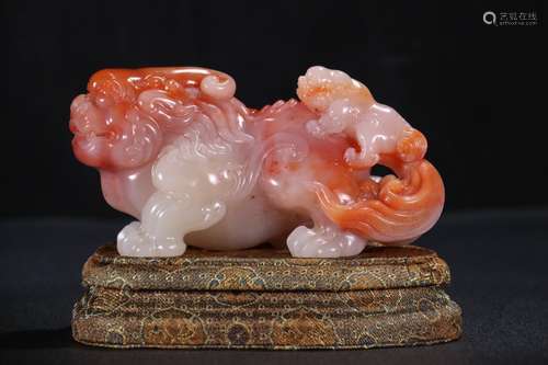 A Chinese Furong Stone Beast Ornament