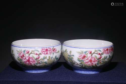 Pair Of Chinese Porcelain Famille Rose Bowls