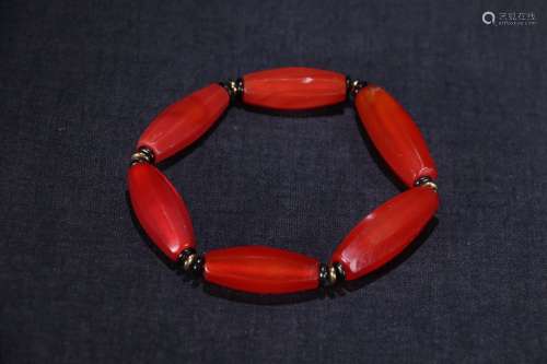 A Tibetan Red Agate Bracelet