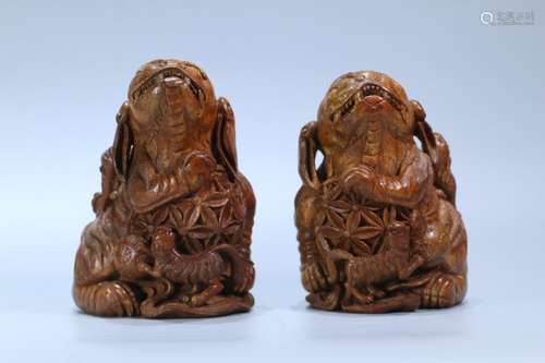 Pair Of Chinese Bamboo Ornaments