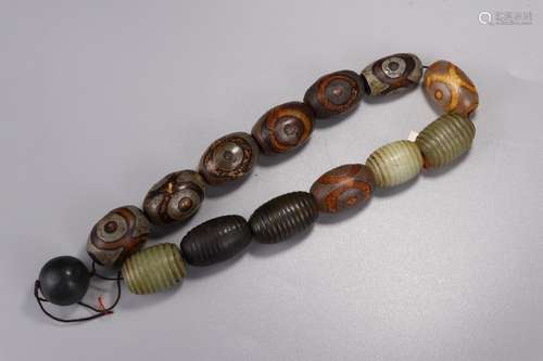 A Chinese Hetian Jade&Agate Bracelet