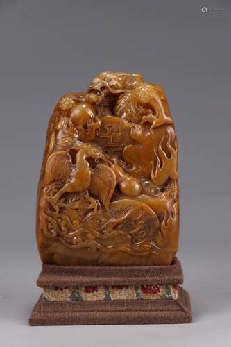 A Chinese Tianhuang Stone Dragon&Phoenix Seal