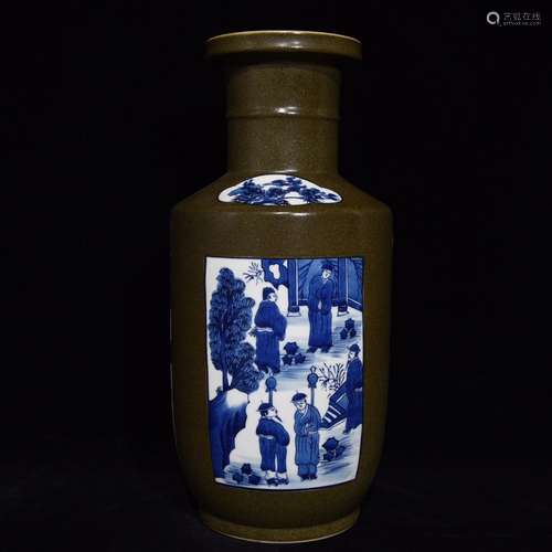 A Chinese Porcelain Tea-Dust Bw Figure-Story Vase