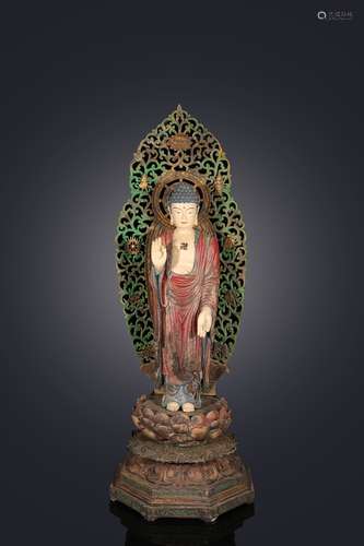 A Chinese Cinnamomum Camphora (L.) Presl Buddha Statue