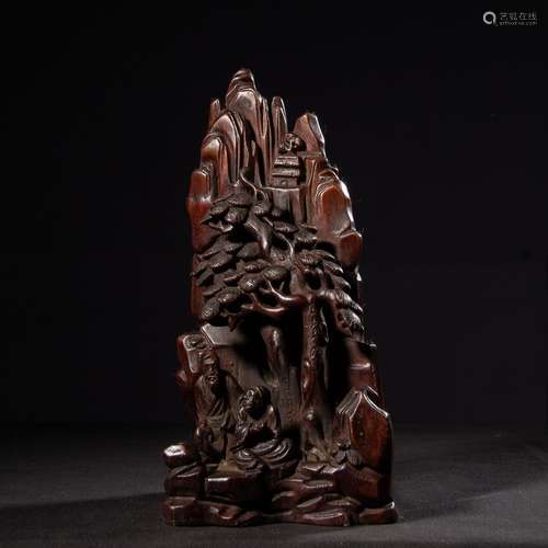 A Chinese Agarwood Figure-Story Ornament