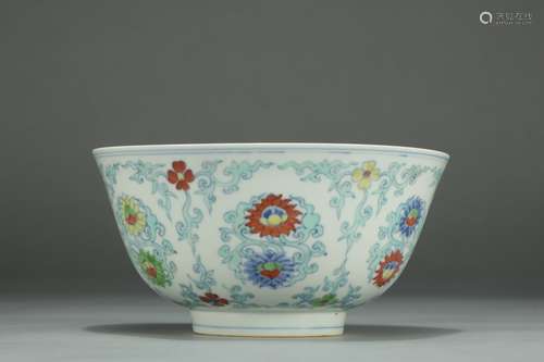 A Chinese Porcelain Doucai Floral Bowl