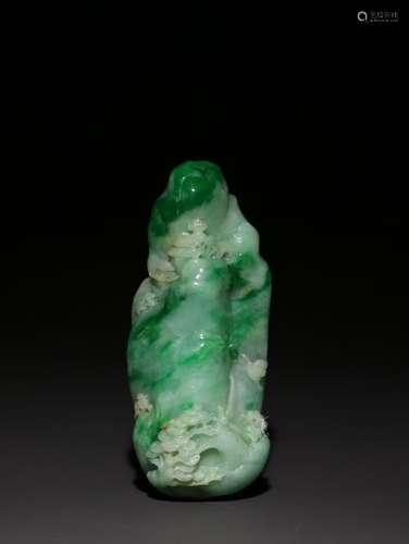 A Chinese Jadeite Mountain Carved Hand Piece