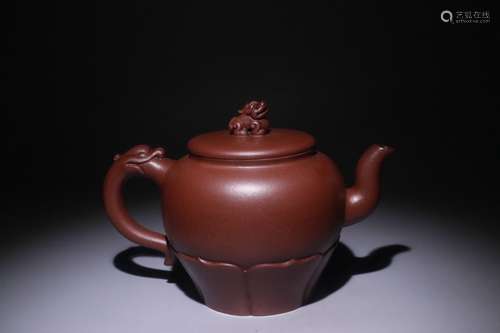 A Chinese Zisha Teapot Of Beast Button