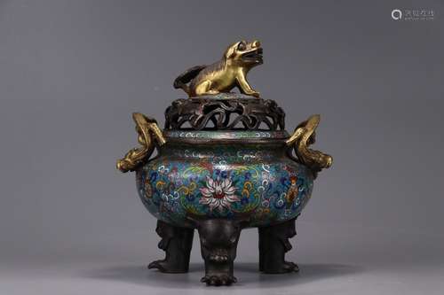 A Chinese Floral Pattern Cloisonne Censer