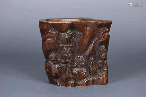 A Chinese Agarwood Brush Pot