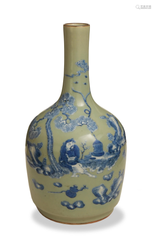 Chinese Celadon Ground with White Glaze Vase, 19th