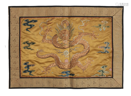 Chinese Silk Dragon Panel, 18th Century