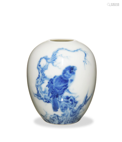 Chinese Blue-and-White Vase, Style of Wang Bu, Republic