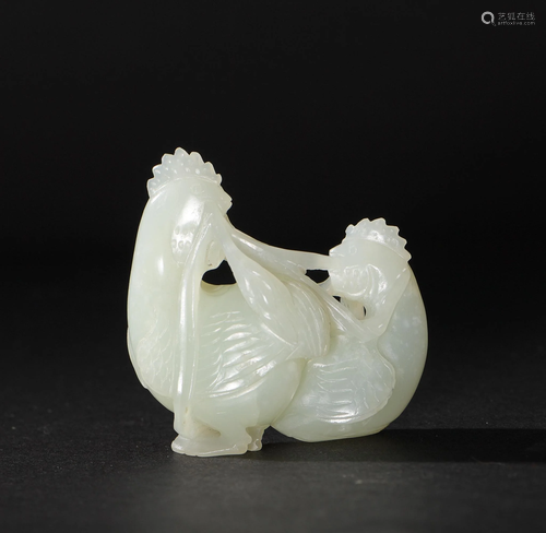 Chinese Carved Jade Roosters, 18-19th Century