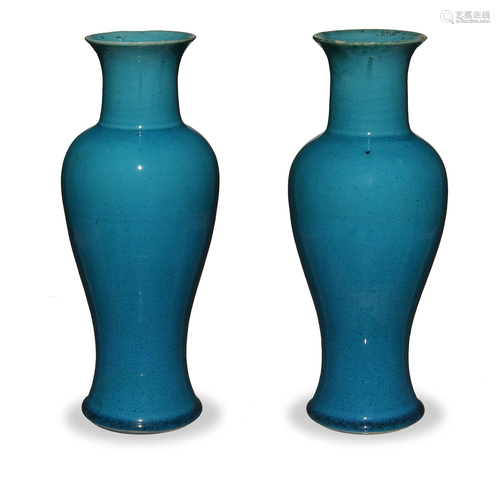 Pair of Chinese Blue Glazed Vases, 18th Century