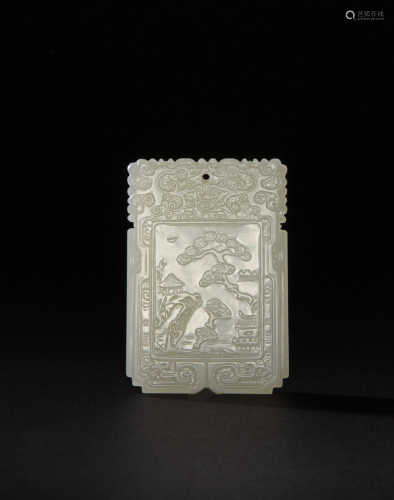 Chinese Jade Plaque of Landscape, 18th Century