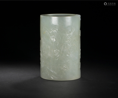 Chinese Jade Brushpot, 19th Century