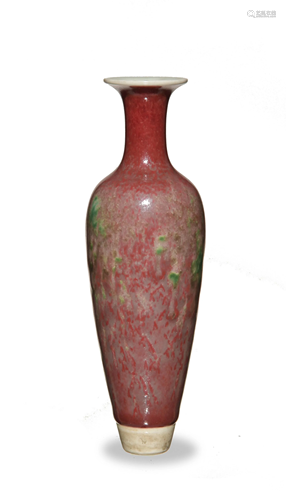 Chinese Peach Bloom Vase, 19th Century