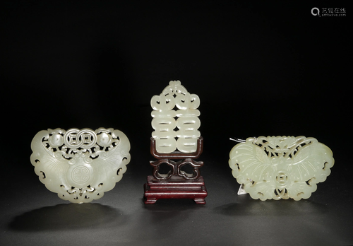 Three Chinese Jade Plaques, 18-19th Century