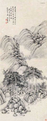 吴鼒 1814年作 林泉清幽图 立轴 水墨纸本