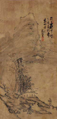 娄凤翥 1860年作 深山访友图 镜片 水墨纸本
