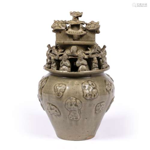 Yueyao funerary jar Chinese, Western Jin dynasty (3rd Century) 28.5cm high