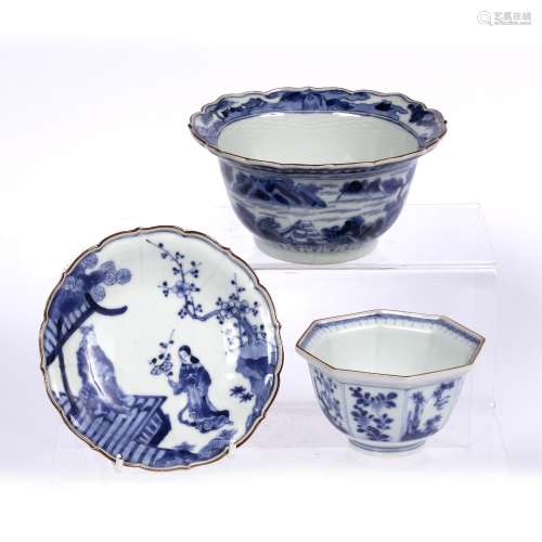 Three pieces of blue and white porcelain Japanese, Edo period (late 17th Century) comprising of a
