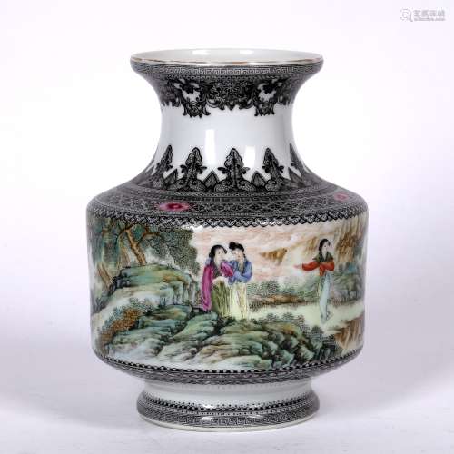 Famille rose baluster vase Chinese, Republic period (1912-1949) decorated to the body with figures