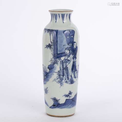 Blue and white vase Chinese, Transitional period (1618-1683) the centre of the vase depicting a