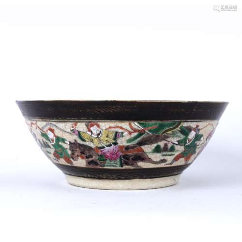 Crackleware bowl Chinese, late 19th Century painted with a phoenix to the inner centre , the