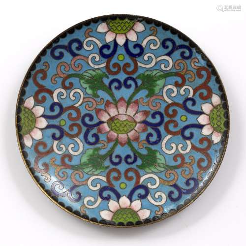Offering dish Sino-Tibetan, possibly Qing dynasty with all over intricate scroll and floral patterns