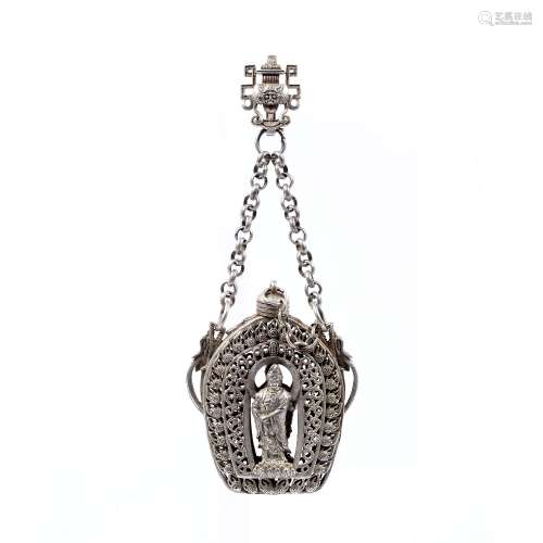 White metal openwork pomander (vinaigrette) Chinese, late 19th/early 20th Century elaborate form for