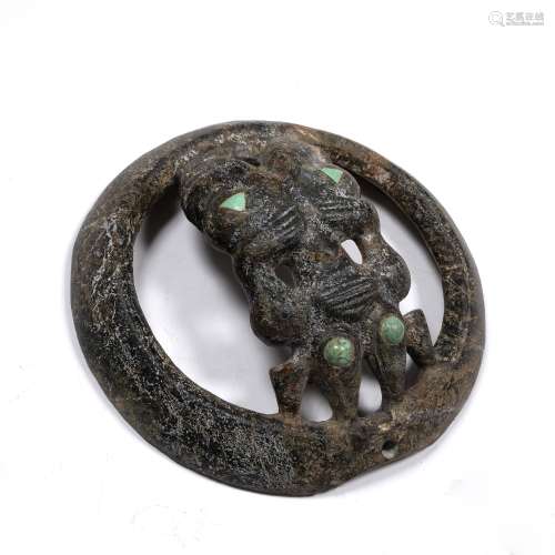 Archaic hardstone/jade ring Chinese, Shang dynasty 18cm diameter